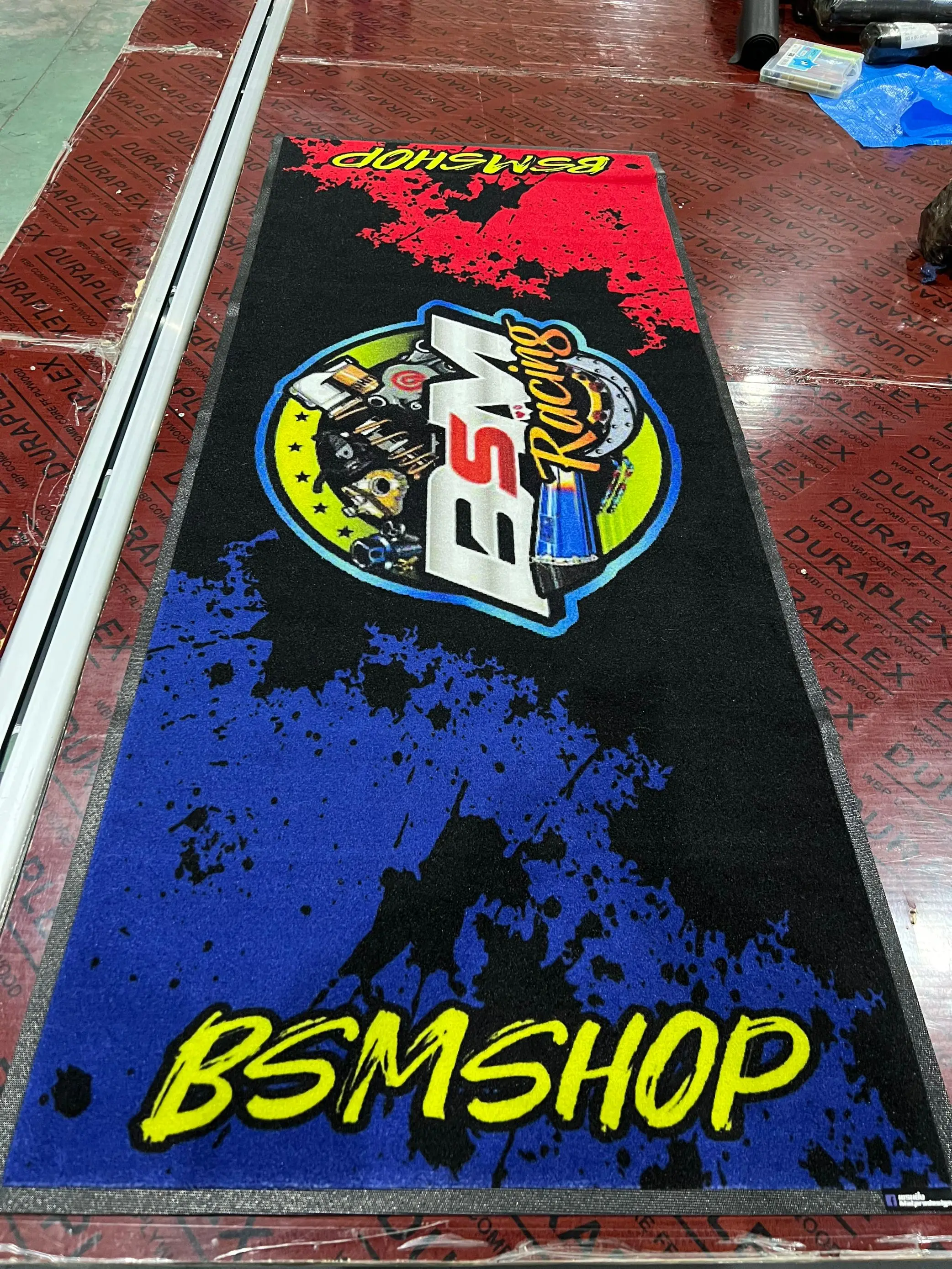 100% Nylon Washable Rubber Backing Printed Logo Entrance Door Mat Personalized Pit Mats Motorcycle Car Brand Logo Mat
