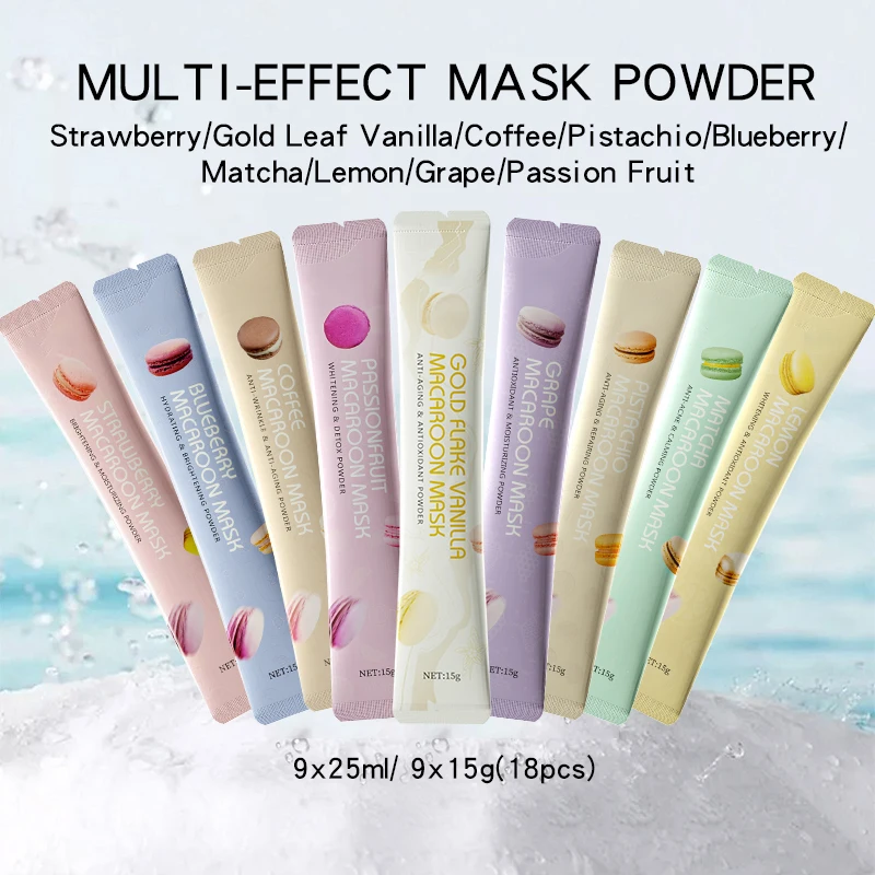 OEM Macaron Fruit Mask PowderTransparent Moisturizing Whitening Peeling Off Face Moisturizing Facial Mask Powder Hydro Jelly Mas