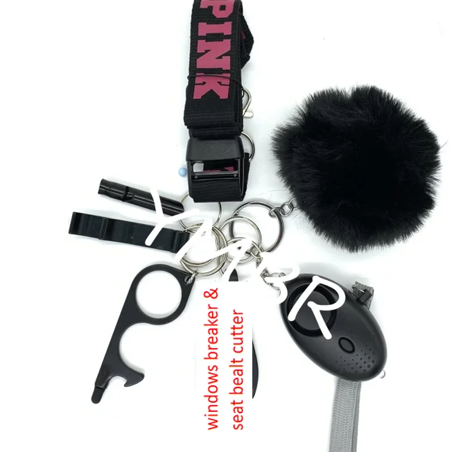 6pcs/set Fashion Self Key Chain Woman Alarm Set Safety Defense Keychain