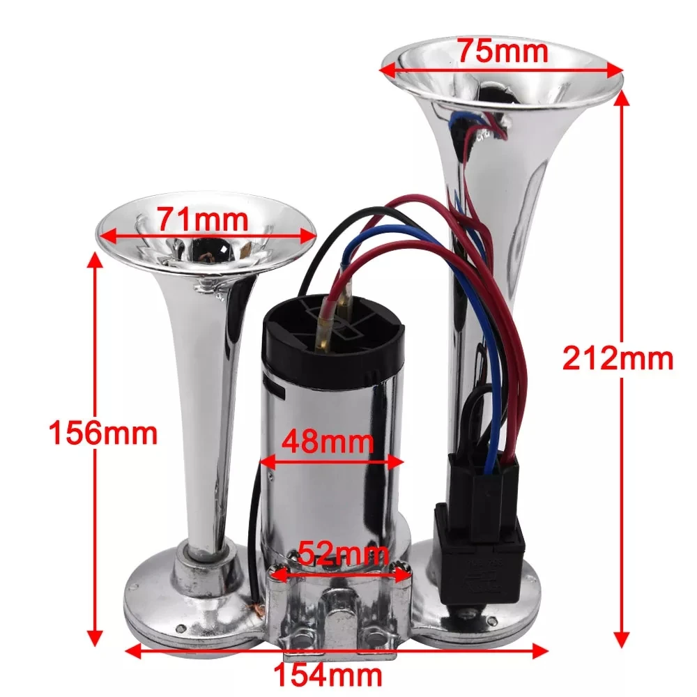 Car Air Horns 12v Super Loud 8 Sounds Style Alarm 6 Trumpet Air Horn