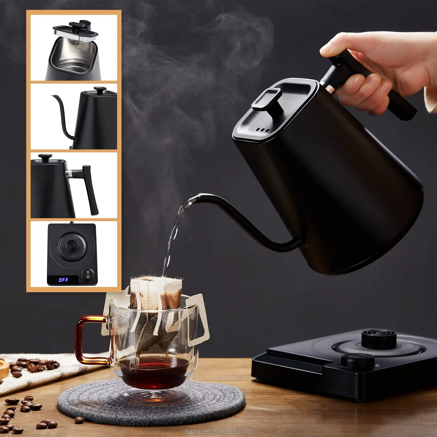Gooseneck Electric Kettle 1.0L with Temperature Control,Ultra Fast Boiling  Hot Water Kettle for Pour-Over Coffee/Tea - AliExpress