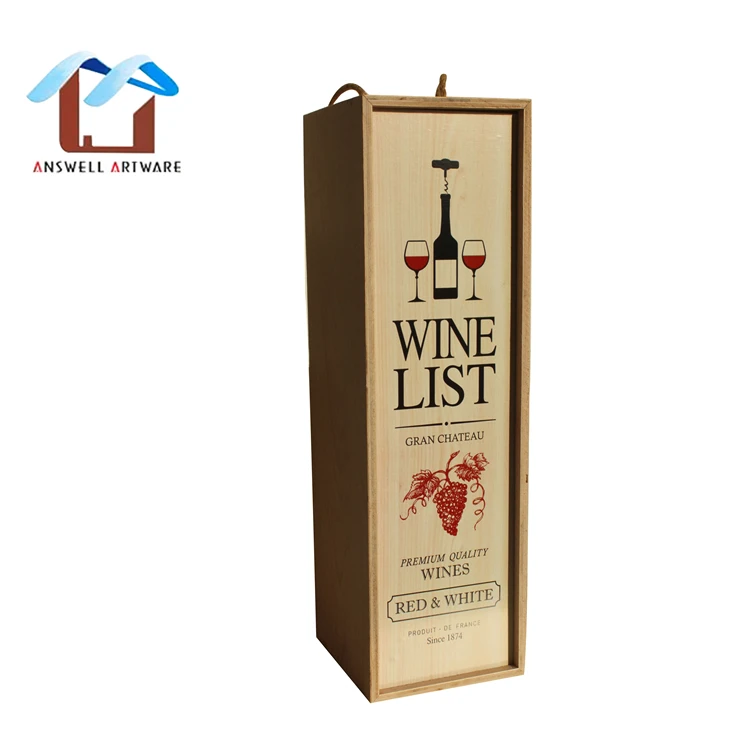 Высокое качество пользовательский шаблон раздвижная крышка деревянный подарок бутылка вина Упаковочная