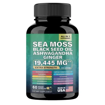 Wholesale Sea Moss Black Seed Oil Asheagand Supplement Capsules Private Label Seaweed Extract Seamoss Capsules