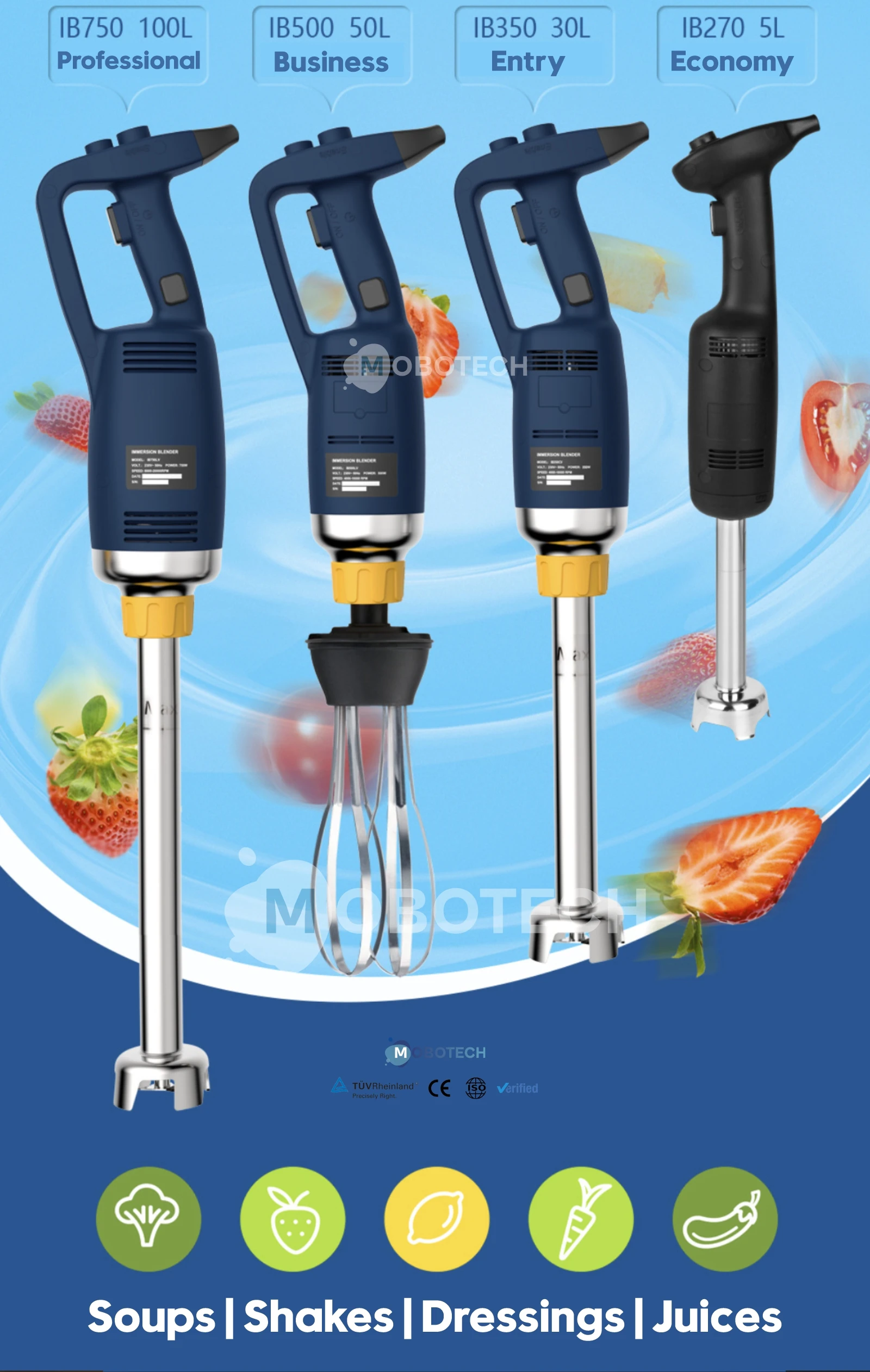 Electric Commercial Immersion Blender Hand Stick Blender Mixer Cuisine