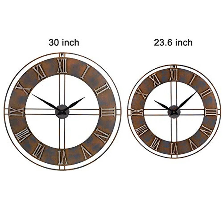X-большие металлические декоративные ржавые настенные часы с римскими