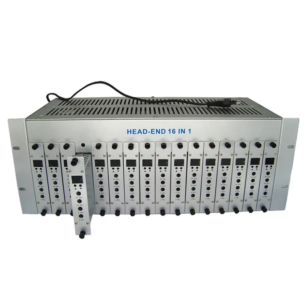 Head-end 16 Ways Fixed Channel CATV 16 in 1 Modulator AV/HD to RF Analog for Hotel System fiber optic