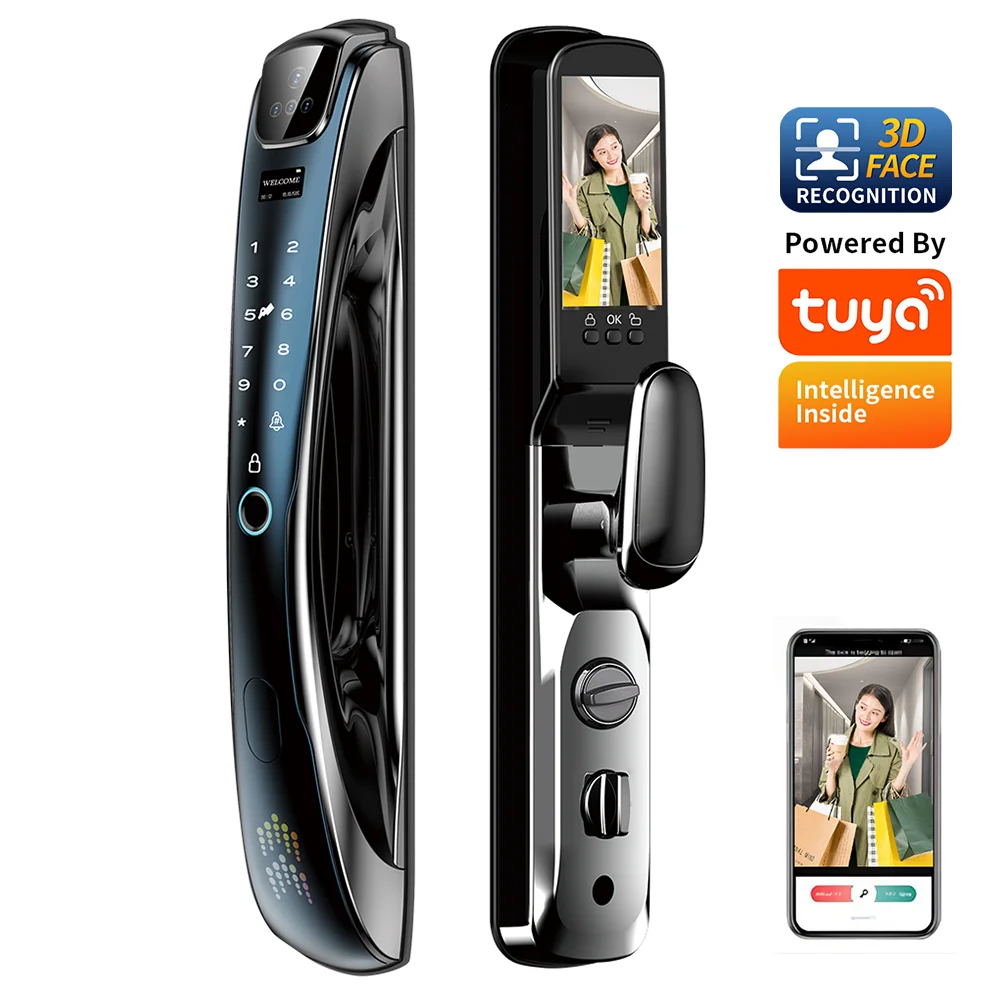 Factory Price Premium Quality 3D Face Recognition Biometric Fingerprint TUYA WIFI Smart Door Lock Outdoor Digital Lock D27