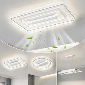 Morden Simple Living Room Bedroom Smart Bladeless Ceiling square Fan with Light and Remote Control