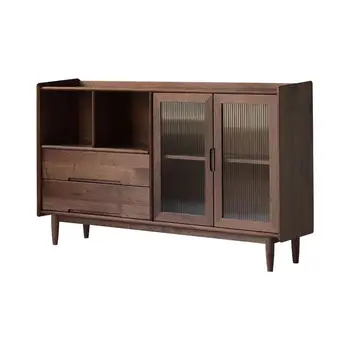 Japanese simple solid wood sideboard walnut multifunctional storage cabinet living room display cabinet sideboard
