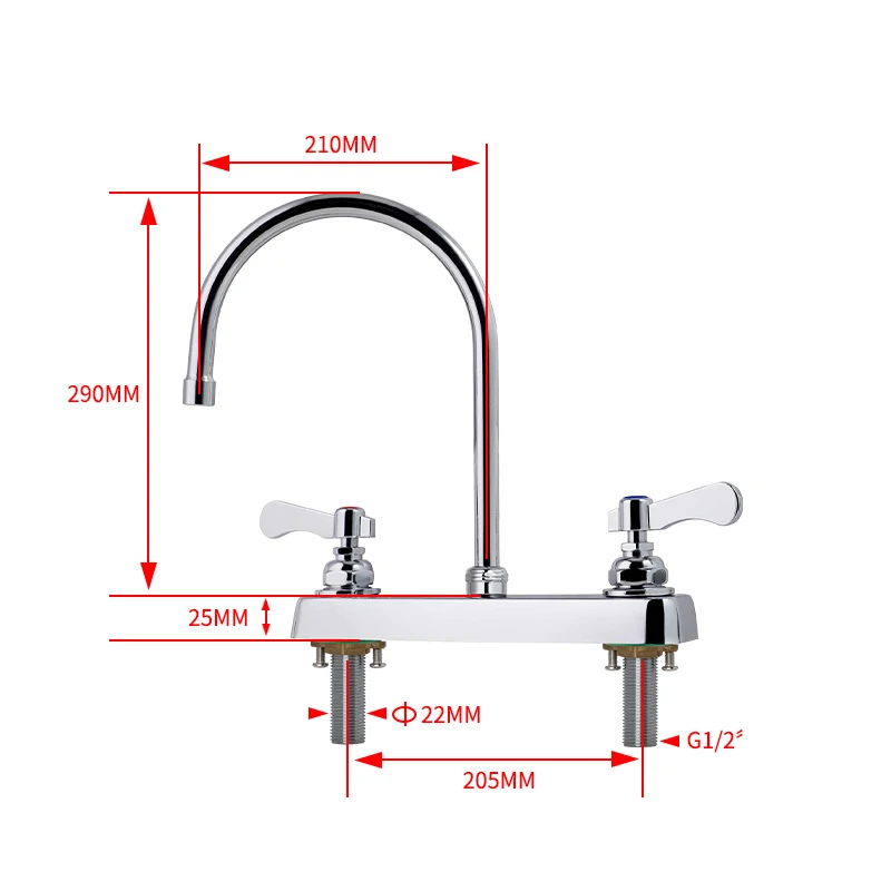 Commercial Kitchen Faucets Modern Design Dual Handle Brass Kitchen Faucet Tap for Hotel Kitchen and Bathroom Use manufacture
