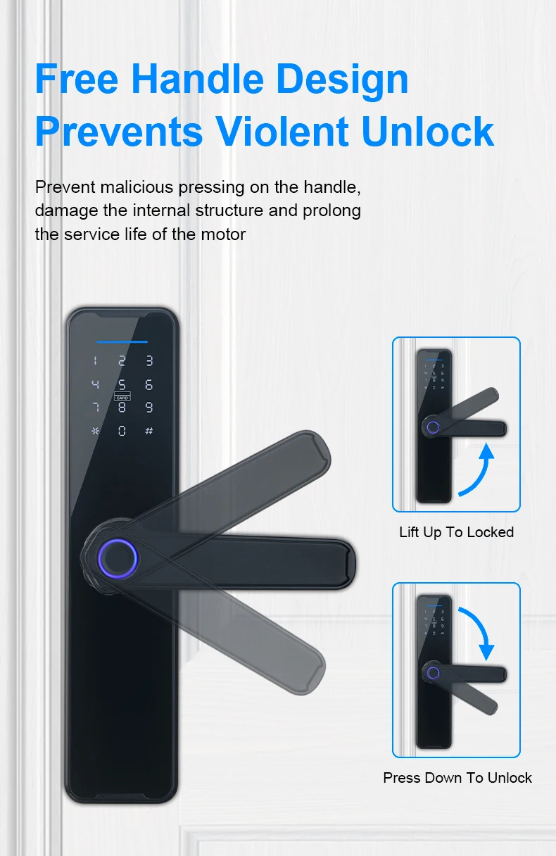 Best Price  Outdoor Password Code Card Key Wifi  Smart Door Lock Fingerprint Tempered Glass Door Lock