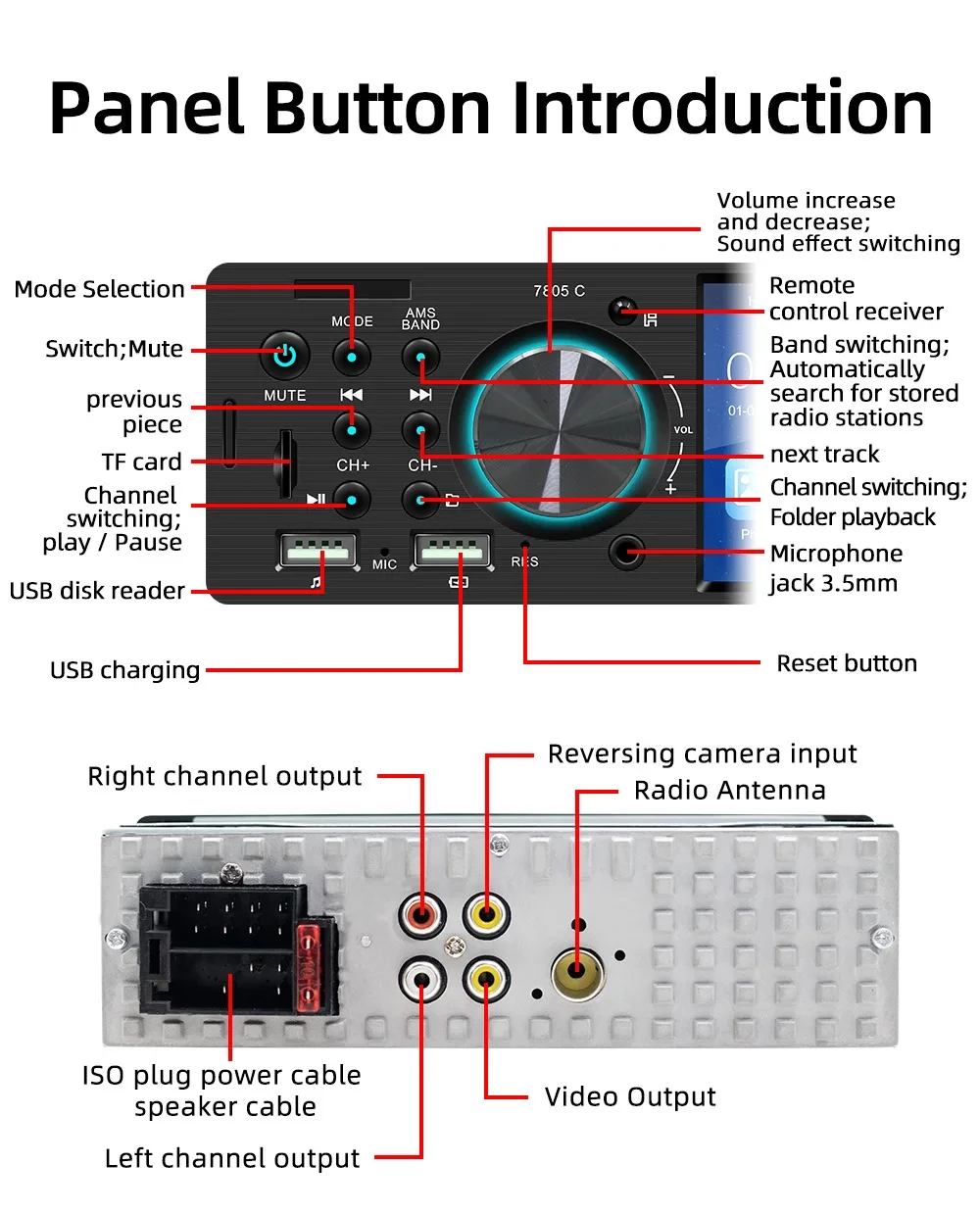 Car Dvd Player 4'' 1 Din HD Stereo Digital Signal Processor Radio Car Multimedia Video Voice Reversing Camera Car MP5 Player