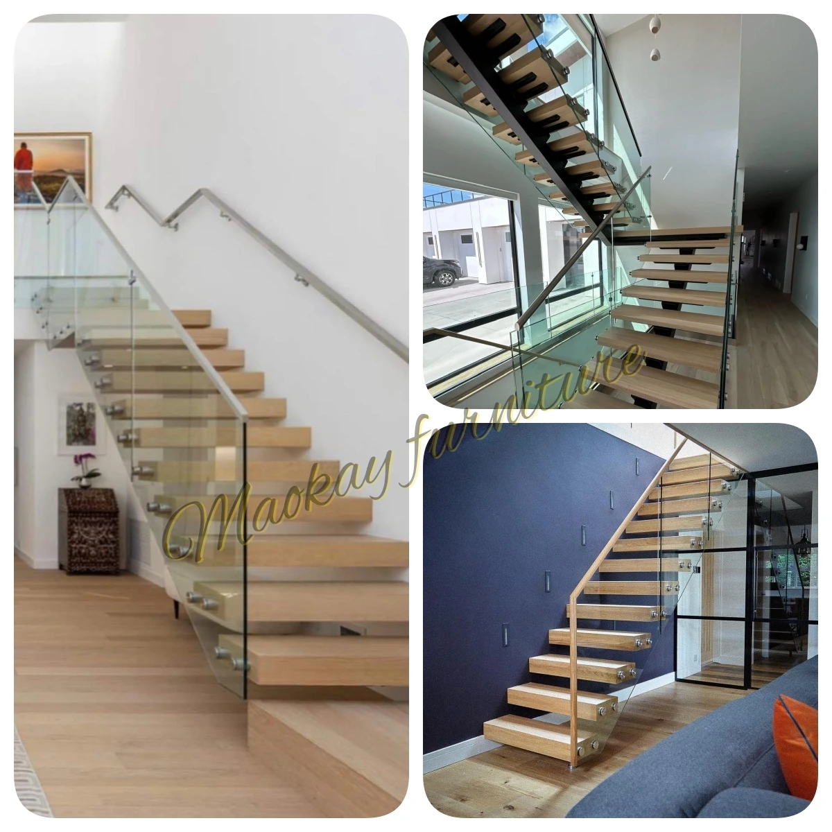 Mall Hand Rails Modern Stainless Steel and Brass Frameless Glass Railing Handrails for ...
