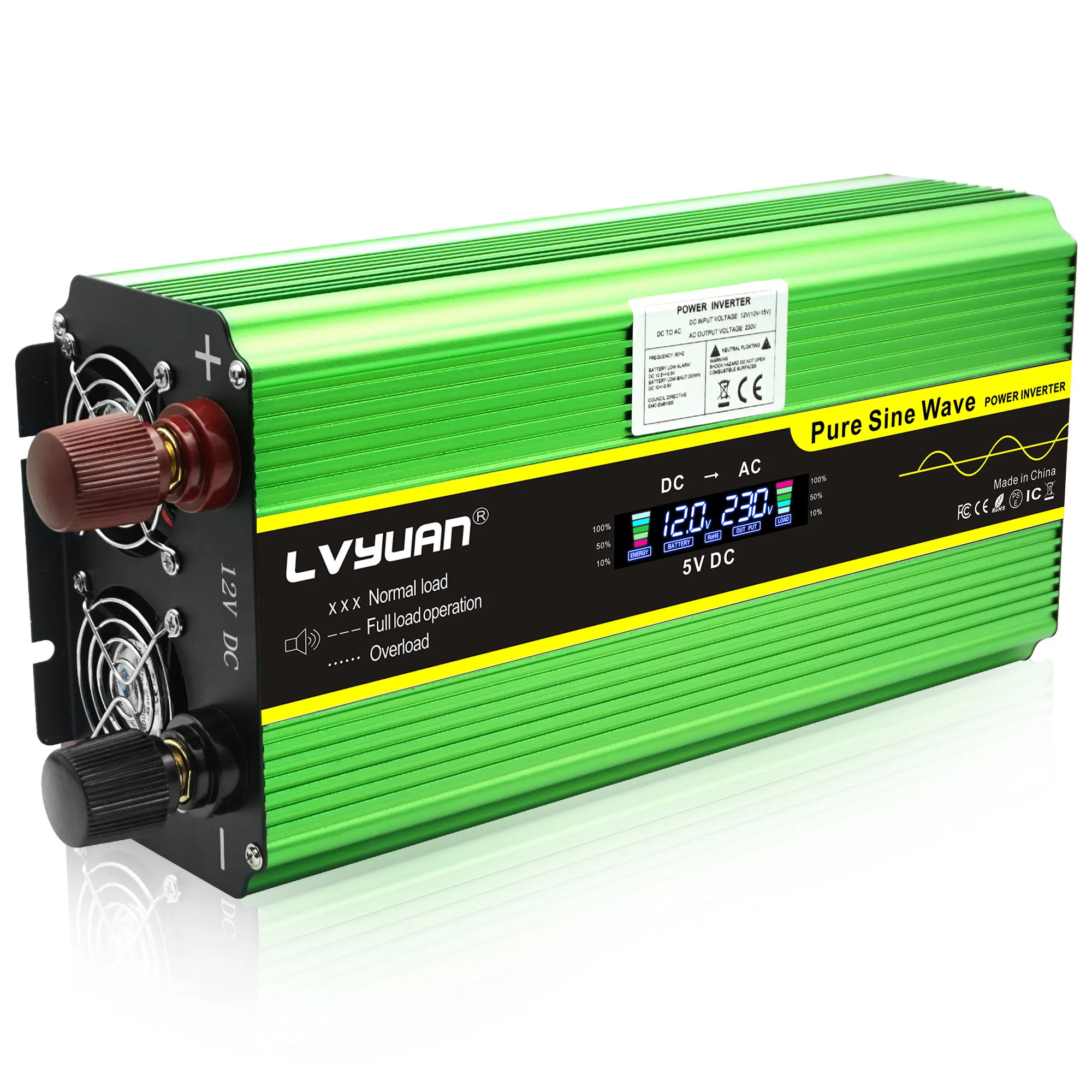 Starker 2000W Reiner Sinus-Wechselrichter 12V Auf 230V Mit LCD & 4USB – Ideal Für Auto, Wohnmobil & Mehr