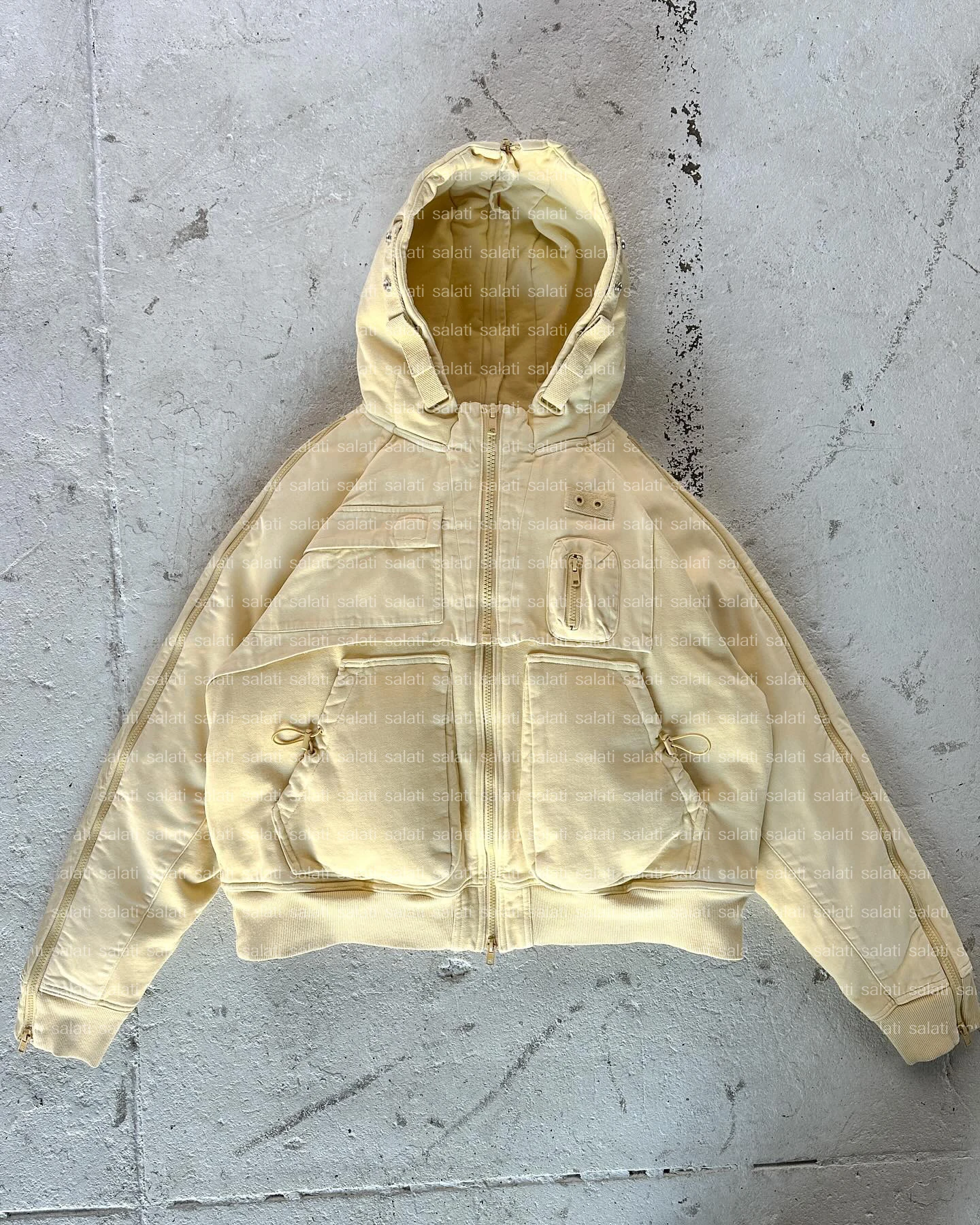 Pilot Hoody Jacket Custom Heavy Terry Cotton Oversized Faded Plain Double Zip up Vintage Cropped Acid Wash Streetwear Hoodie Men gallery 10