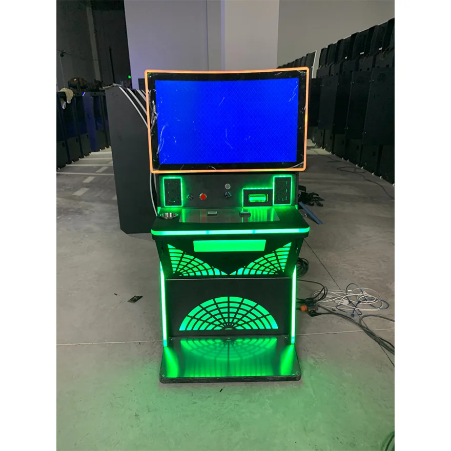 Newest $1-$100 Bill Validator Coin POG 27 Inches Touch Screen Curve Standup Cabinet Skill Game Machine With Dual Bash Buttons