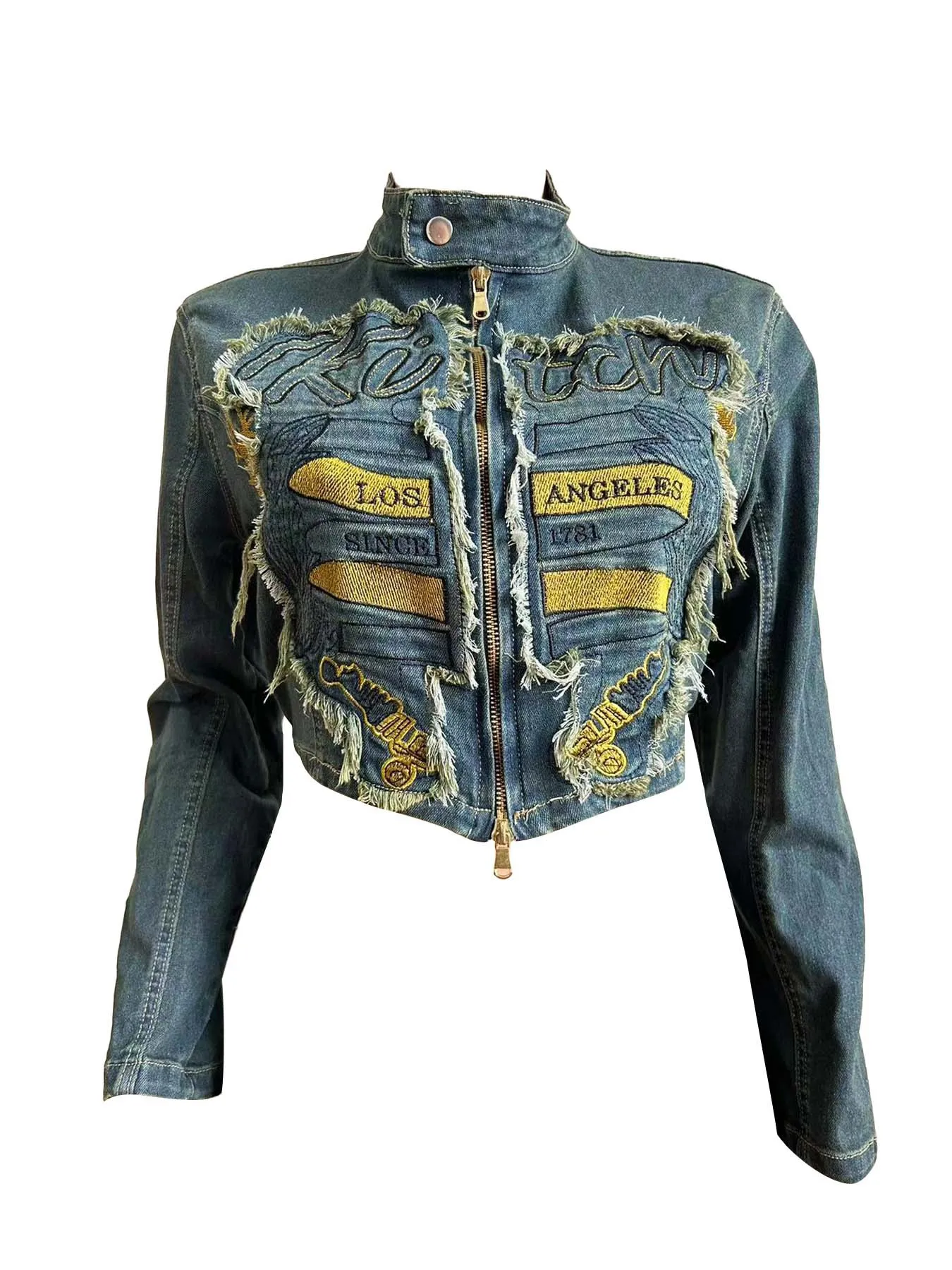 Fashion 2025 Clothing Women Boutique Casual Women Denim Outfit Long Sleeve Embroidery Jacket and Mini Skirt 2 Piece Set manufacture