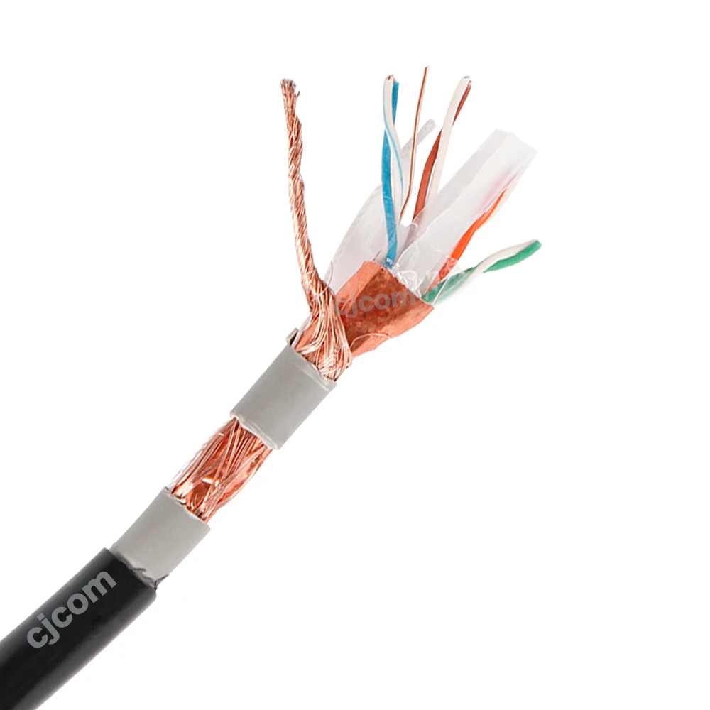 Уличный сетевой кабель SFTP cat6 с двойной оболочкой 0 57 58 BC PE PVC AL foil CCA оплетка экранированный медный ethernet 305 м