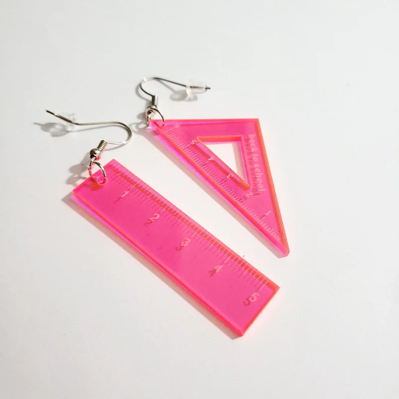 Clear Acrylic Made Fashion Right-angle Ruler Triangle Ruler Dangle ...