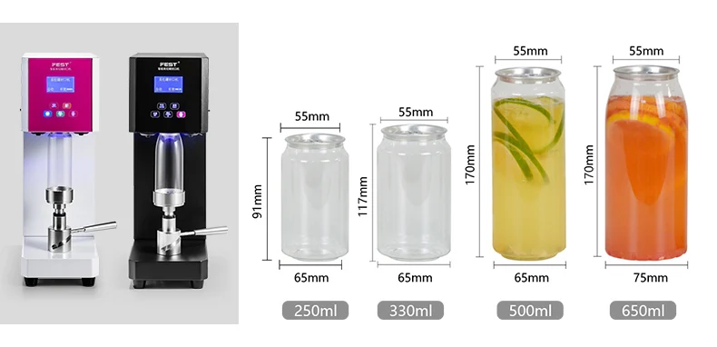 FEST Commercial Manual Sealing Machine Can Sealer Machine Plastic Beverage Food Packaging Electric Aluminum 52mm High Efficiency