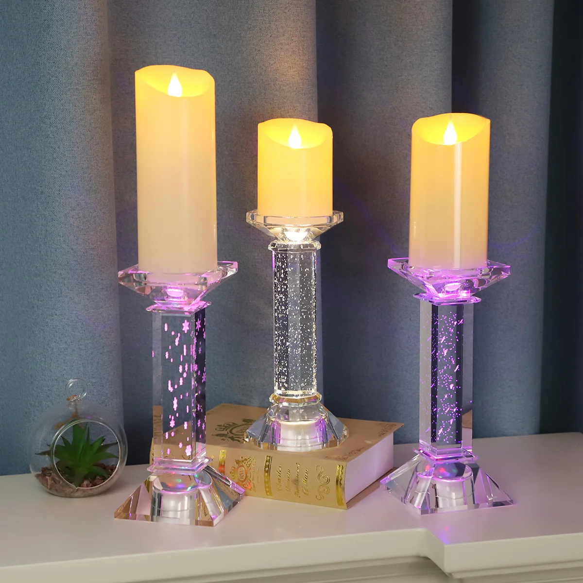 Led Christmas Glass Candle Holders Luxury Vintage Valentine's Day Gifts For Lover Table Decorations Wedding Vintage Crystal manufacture