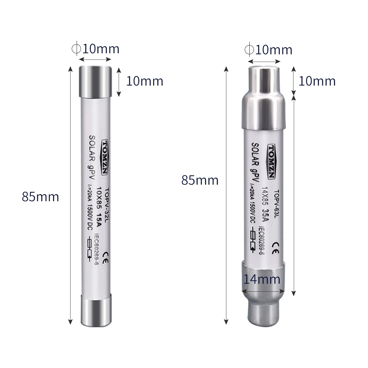 PV Solar Fuse Holder 1500V DC – 1-Pole RT18-63X, 30A/63A Rated Current, GPV Class For Photovoltaic System Protection (Fuse Not Included)