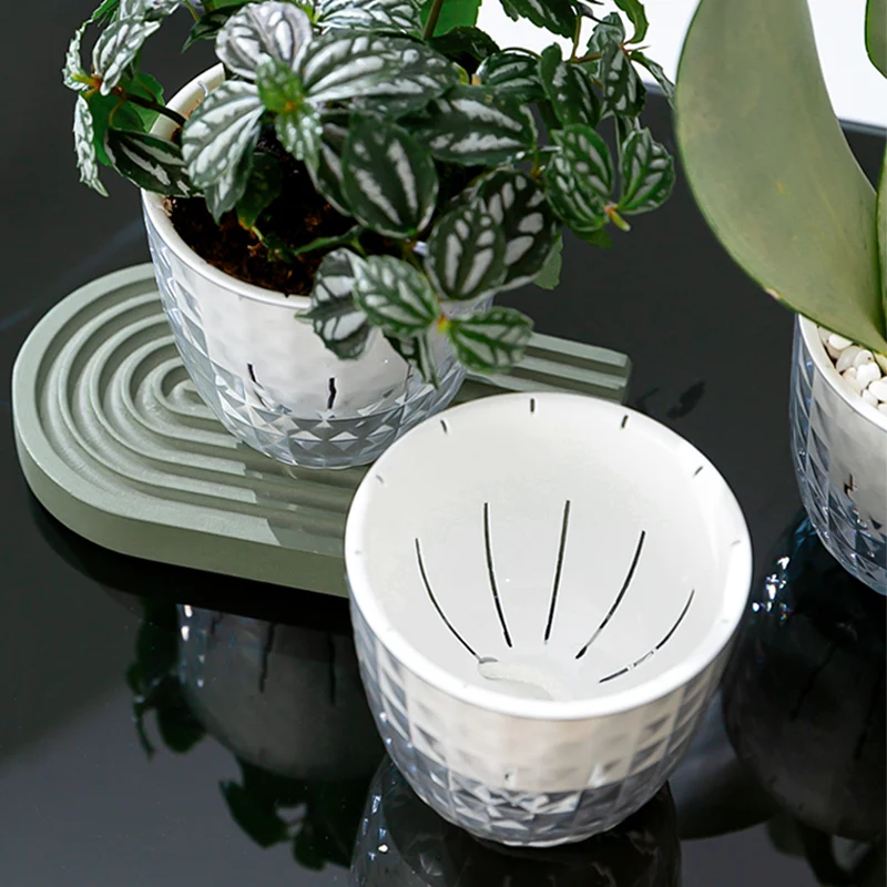 RUIPU Self Watering No Watering Required Diamond Flowerpot Garden Plastic Home Minimalism