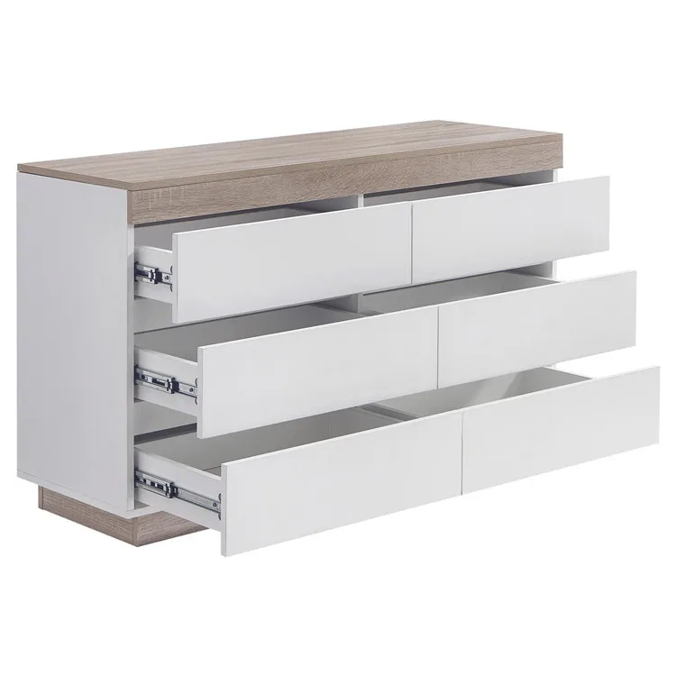 Estilo Europeu Luxury White Modern Design Multi Live Room Wood Entrance Cabinet Furniture 6-drawer Double Chest