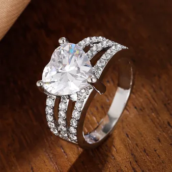 rings jewelry women 2022 hot cheap crystal moissanite heart shape big diamond ring engagement wedding rings