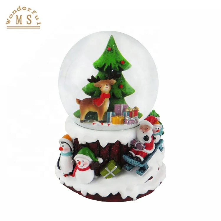 3D snow world christmas statue water globe with music sound carllion ampolla babbo natalalizio esenario souvenior gift children
