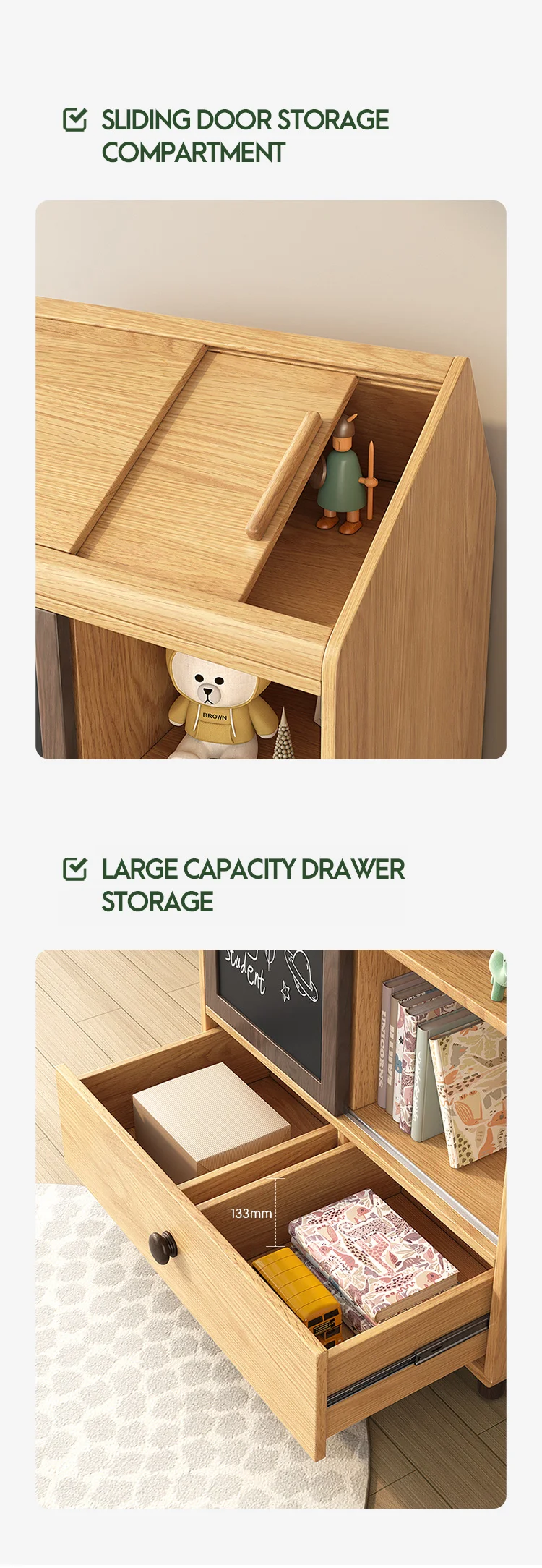 Sliding Door Storage Compartment Children Storage Cabinet With Magnetic ...