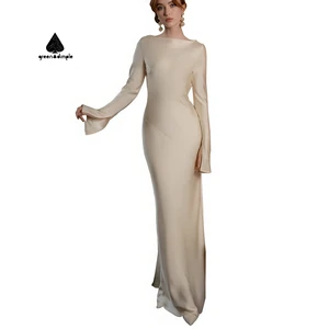 Custom Ladies Quality Backless Satin Silk Night Evening Party Dress Casual Dubai Vestido Luxury Women's Ceremony Trendy Dress