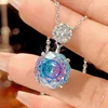 Pink blue pendant with chain