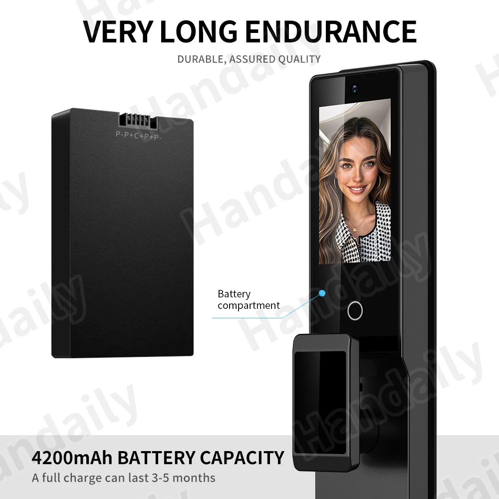 Handaily Video Intercom Tuya Palm Vein Smart Door Lock  Smart Door Lock Fingerprint Password Cerraduras for Main Gate P70
