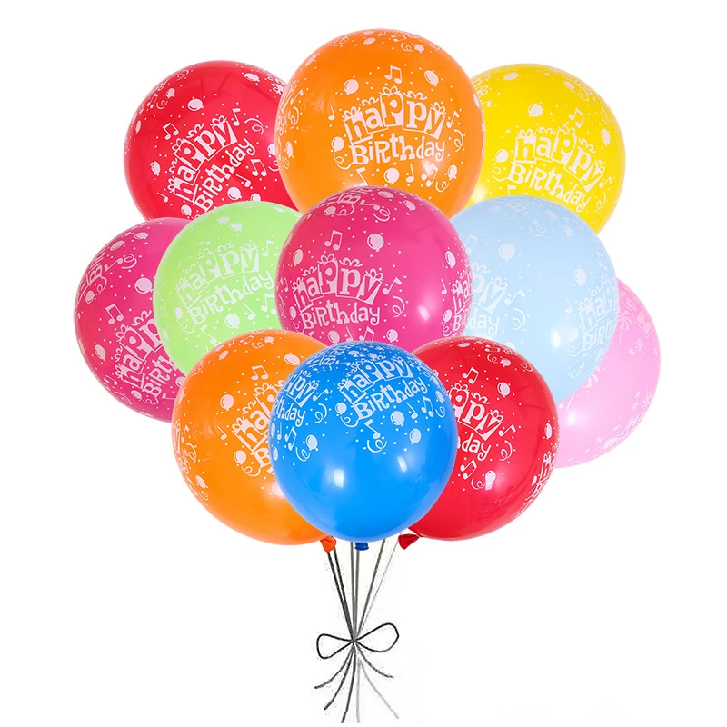 New latex balloons HAPPY BIRTHDAY 12'' round  x 10
