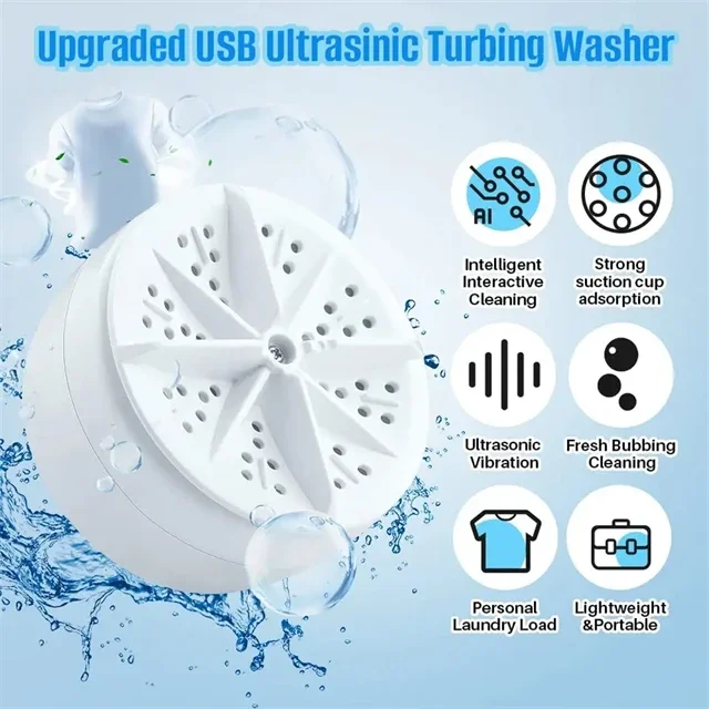 Lazy Laundry Machine Small Ultrasonic Turbine Mini Turbine Washing Machine,Bucket Mini