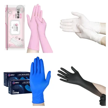 3 mil tattoo beauty salon cleaning custom logo Latex and Powder Free Textured fingers disposable gloves nitrile glove gloves