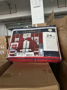 China Factory Wholesale 24 Pieces Bed Sheet Set with Curtain in Stock king Size Bed Cover Bedspread Matching Bathroom Sheet Set