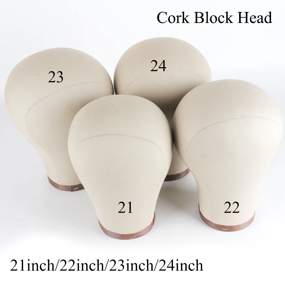 23 Inch Wig Head Cork Canvas, Mannequin Head with Stand Set