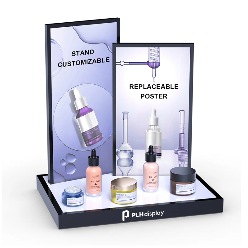 Custom High-end Detachable Acrylic Cosmetics Display Stand for Supermarket Counters Skincare Display Racks