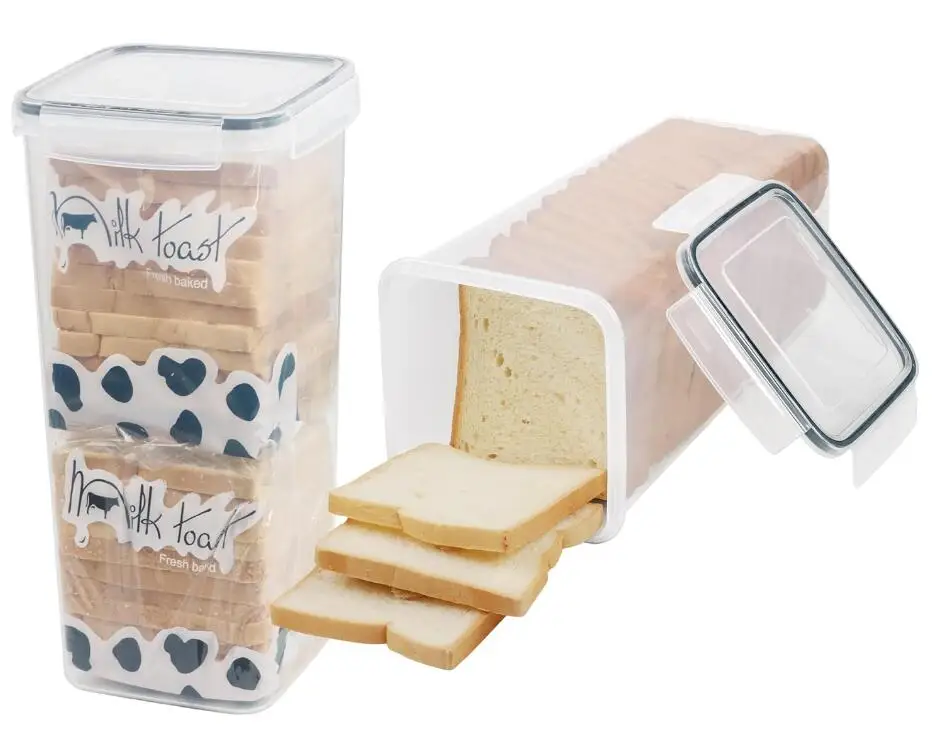 Plastic Bread Storage Container Box for Kitchen Counter Toast Keeper with Airtight Lid Sandwich Bread Holder Buddy Dispenser