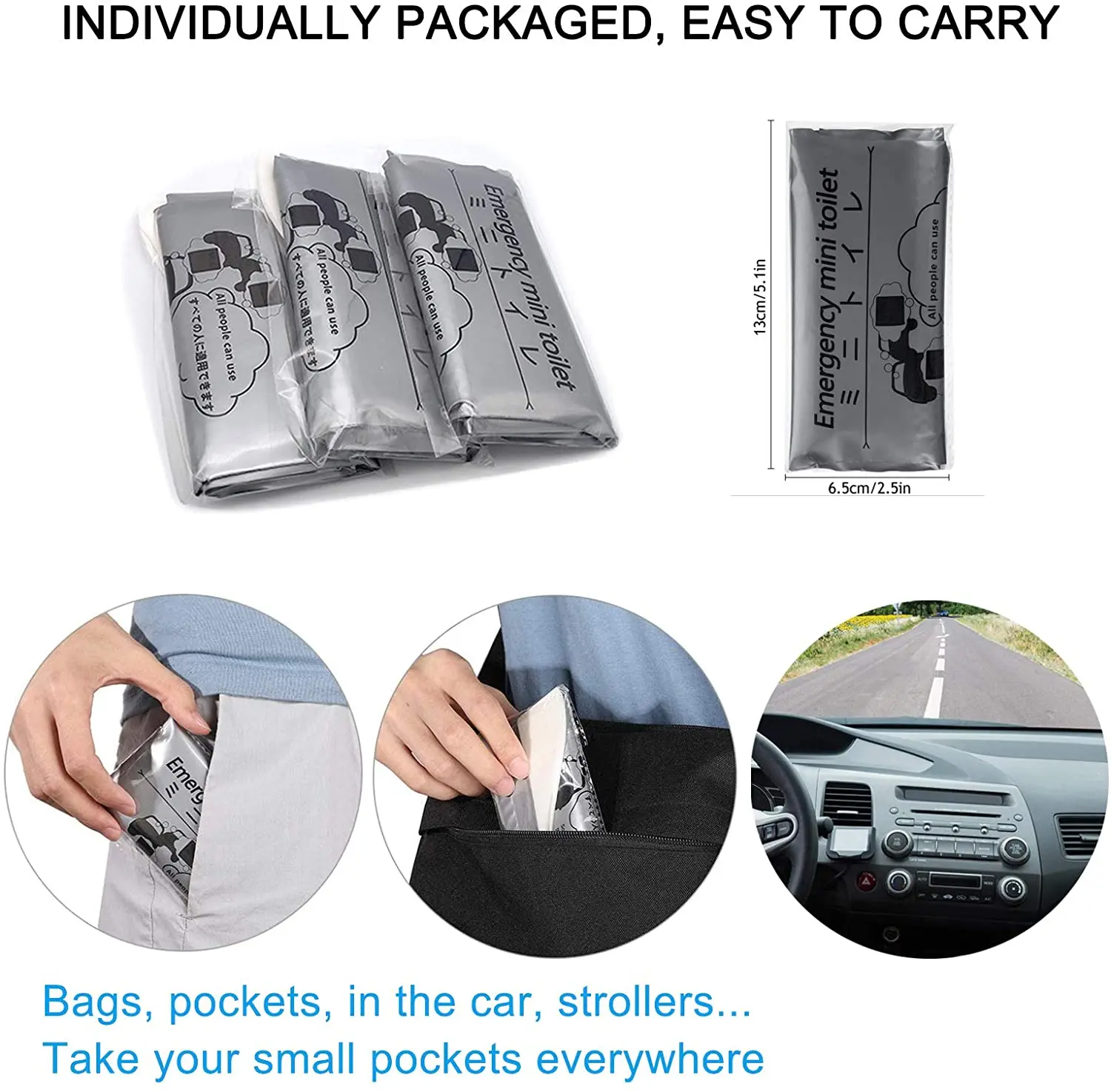 Outdoor 1 Pcs Disposable Urinal Toilet Bag Foldable Camp Toilet