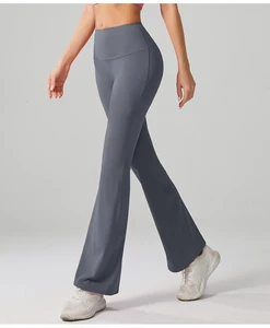 Custom Logo High Elastic Butt Lifting Wide Leg Sports Legging Women High Waist Gym Fitness Pants Flare Yoga Workout Plus Size