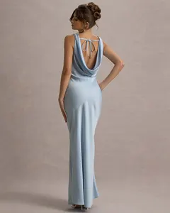 Satin Elegant Maxi Evening Dress Women Sleeveless Slim Robe Gowns Sexy Bodycon Club Party Long Dresses Vestido