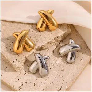 Earrings Fine X Modeling Creative Accessories Classic Fashion Ladies Stainless Steel Mixed Hoop Earrings Ladies Christmas