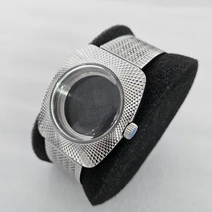 New 36mm Case Stainless Steel Strap with Polished Bird's Nest Design Mineral Mirror Suitable for NH35/36 Movement