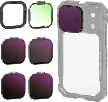 NEEWER ND Filter Set Solo para PA143/PA144 Phone Cage,Densidad Neutra ND8/16/32/64 + Black Diffusion 1/4 + Magnetic Placa