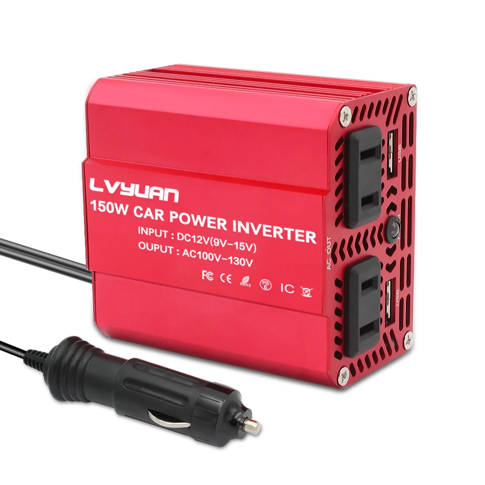 LVYUAN 150W Power Inverter DC 12V to 110V AC Converter with 3.1A Dual USB  Car