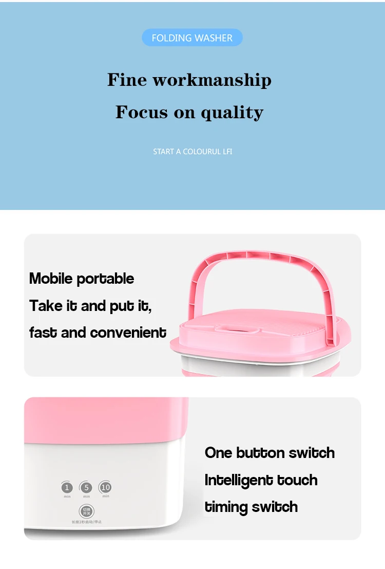 2021 Folding Small Automatic Washing Machine Portable Washing Machine