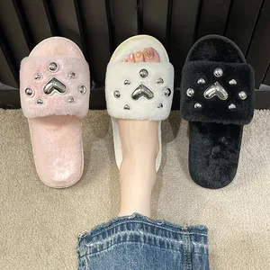 Blink Women's Winter Indoor for Slippers Soft Warm Plush Non-Slip Open Toe Cute Fur Lightweight Fluffy Style Hot Selling
